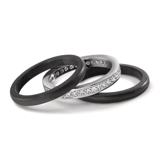 pierścionek złoto białe 750/18 K, węgiel Diament 0.50 ct, 35 kamienie, w-si