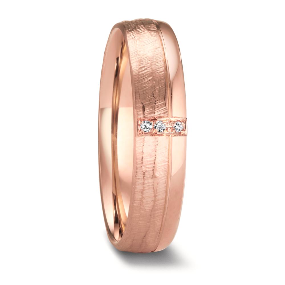 obrączka partnerska złoto różowe 750/18 K Diament 0.015 ct, 3 kamienie, w-si