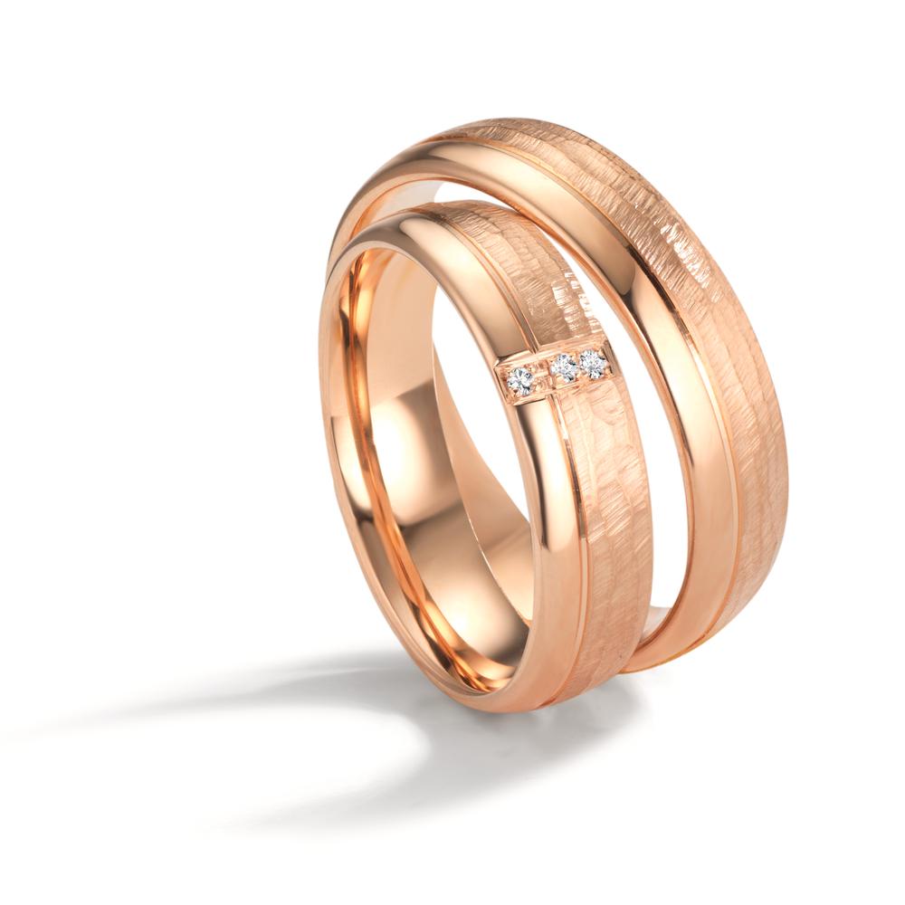 obrączka partnerska złoto różowe 750/18 K Diament 0.015 ct, 3 kamienie, w-si