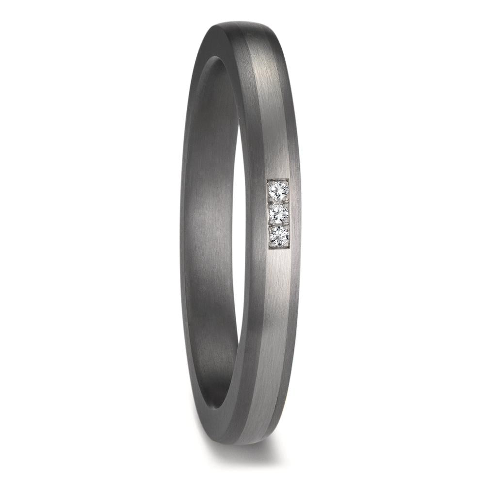 obrączka partnerska tantal 999, platyna 950 Diament 0.01 ct, 3 kamienie, w-si