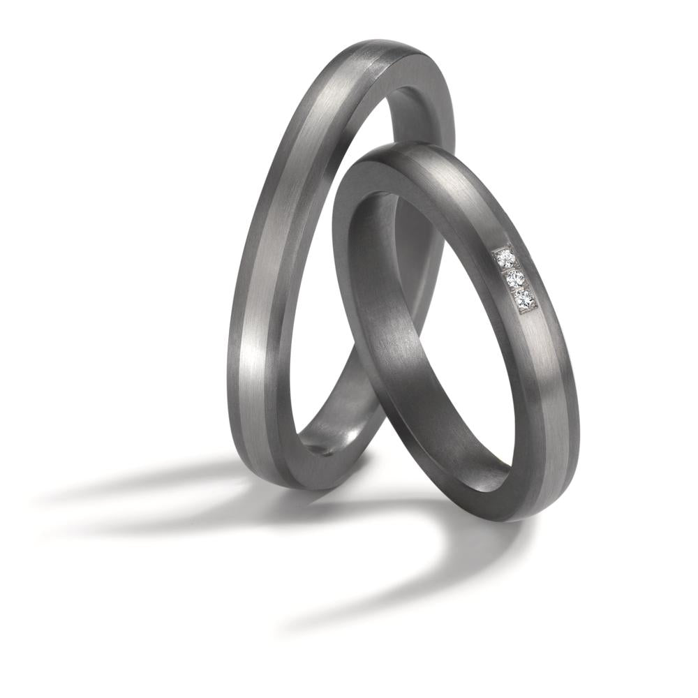 obrączka partnerska tantal 999, platyna 950 Diament 0.01 ct, 3 kamienie, w-si