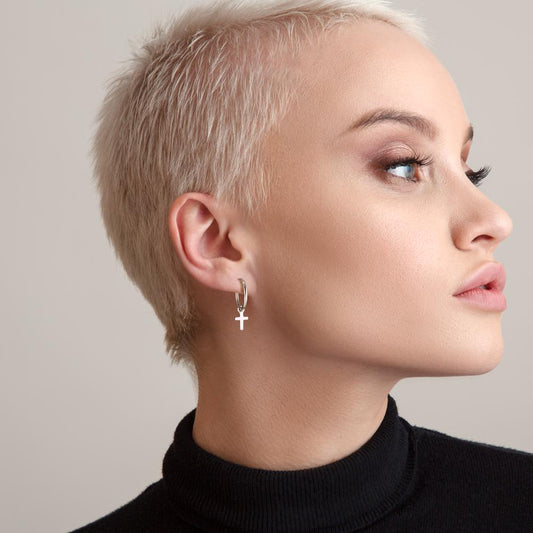 kolczyk koło z zawieszką srebro rodowany Przechodzić