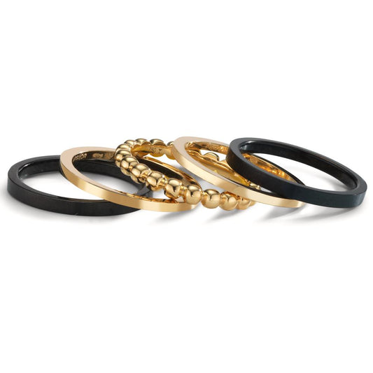 zestaw pierścionków złoto żółte 750/18 K, tytan