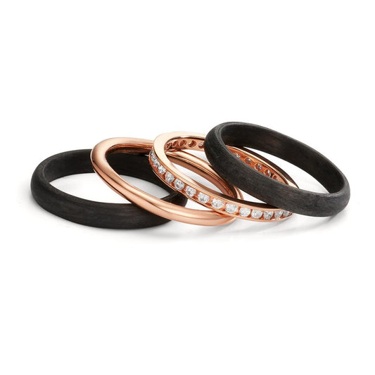 zestaw pierścionków złoto czerwone 750/18 K, węgiel Diament 0.50 ct, w-si