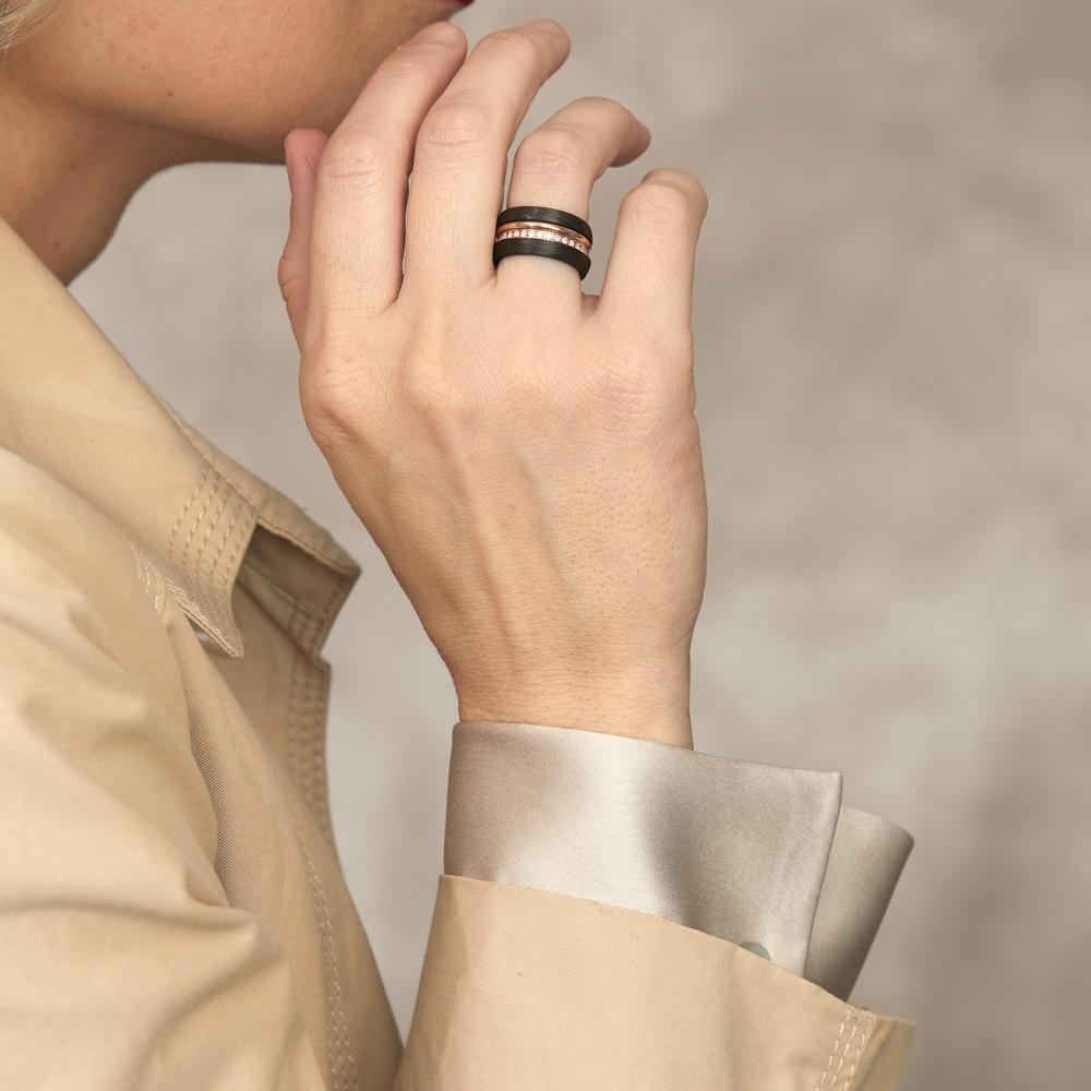 zestaw pierścionków złoto czerwone 750/18 K, węgiel Diament 0.50 ct, w-si