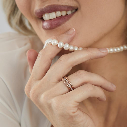 zestaw pierścionków złoto czerwone 750/18 K Diament 0.50 ct, w-si