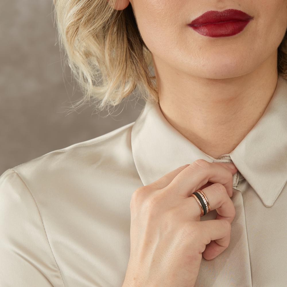 zestaw pierścionków złoto czerwone 750/18 K, węgiel Diament w-si