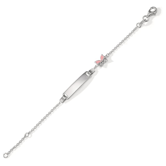 bransoletka z grawerem srebro Cyrkonia 2 kamienie rodowany motyl 12-14 cm