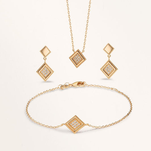 bransoletka brąz Cyrkonia 9 kamienie pozłacany 16-18 cm