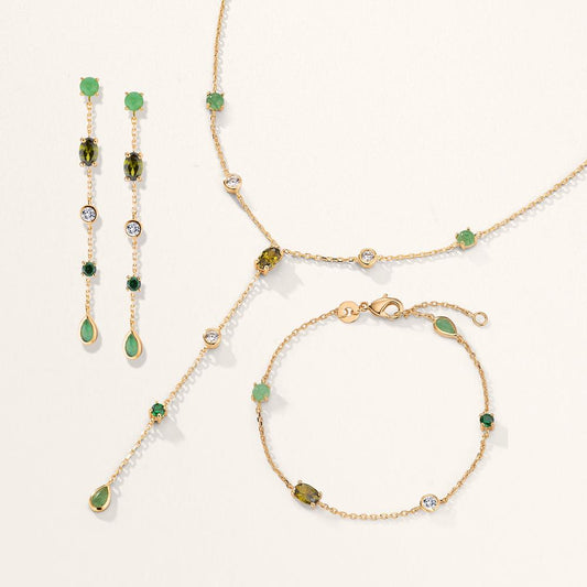 bransoletka brąz Awenturyn 5 kamienie pozłacany 16-18 cm