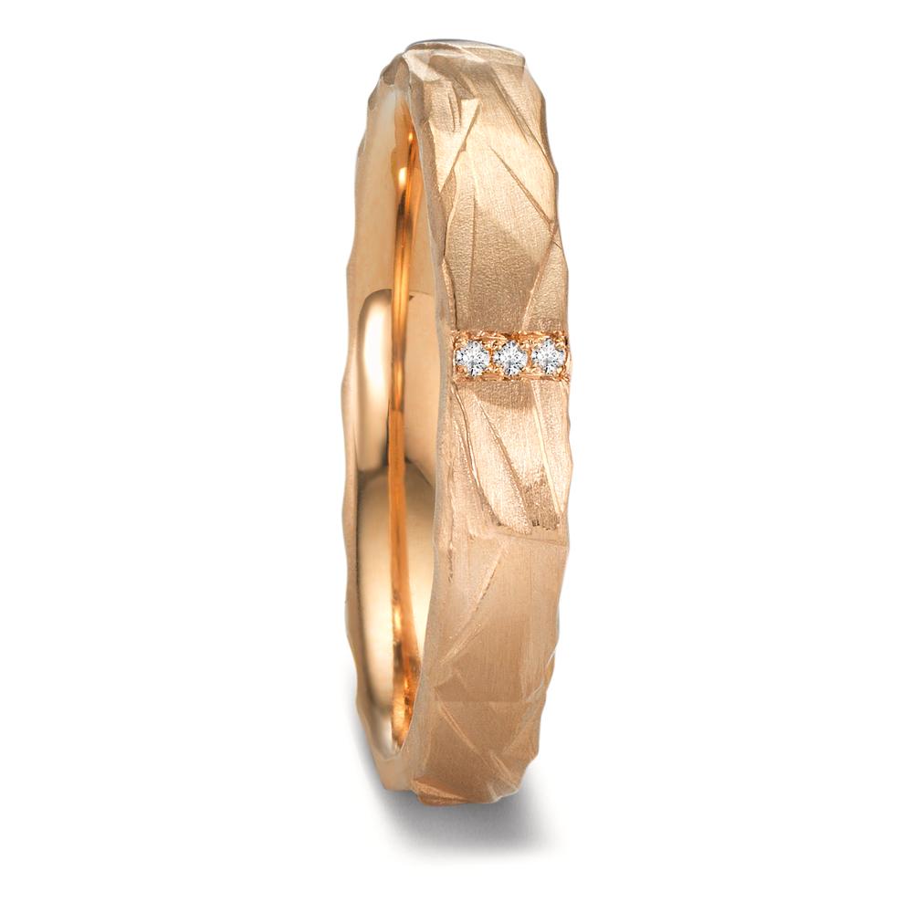 obrączka partnerska złoto różowe 750/18 K Diament 0.012 ct, 3 kamienie, w-si