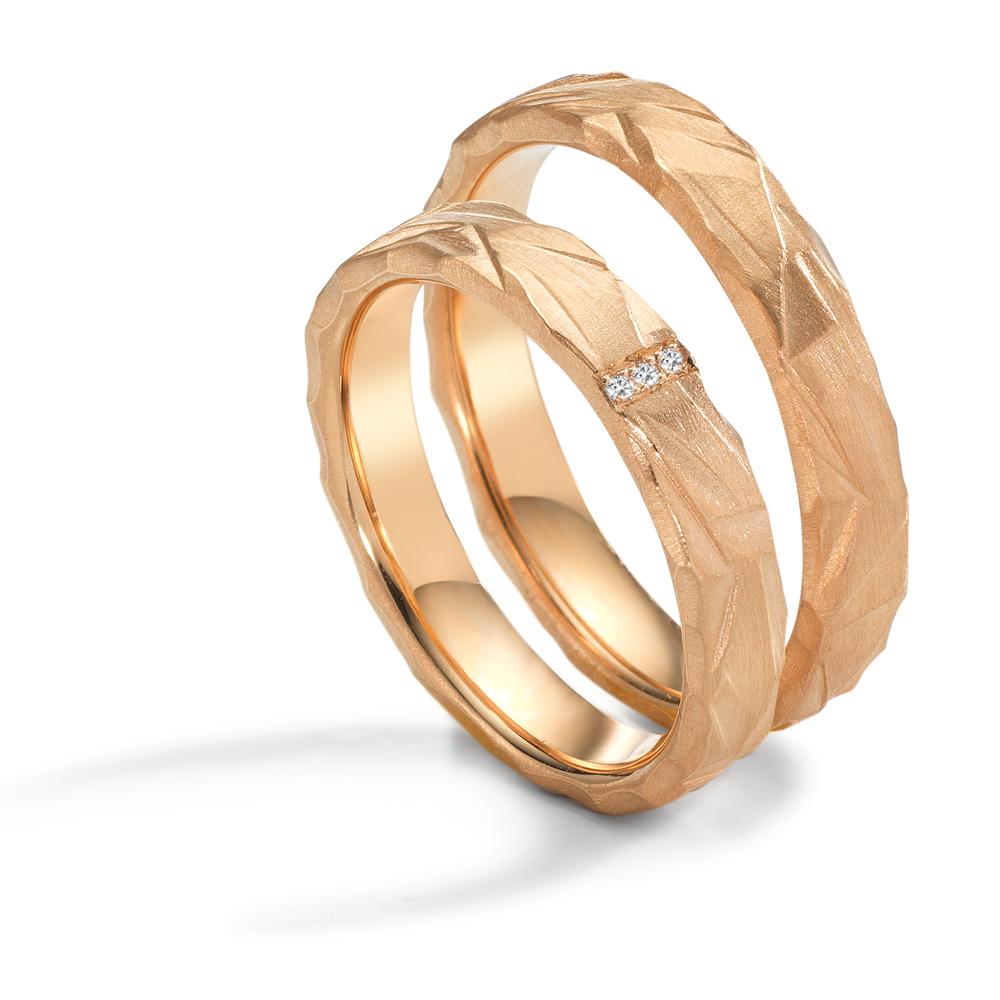 obrączka partnerska złoto różowe 750/18 K Diament 0.012 ct, 3 kamienie, w-si