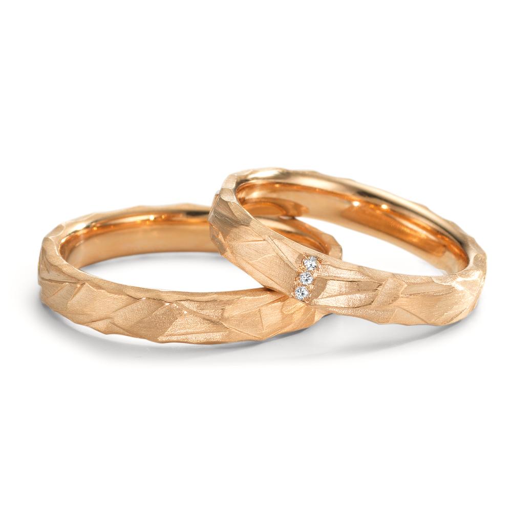 obrączka partnerska złoto różowe 750/18 K Diament 0.012 ct, 3 kamienie, w-si