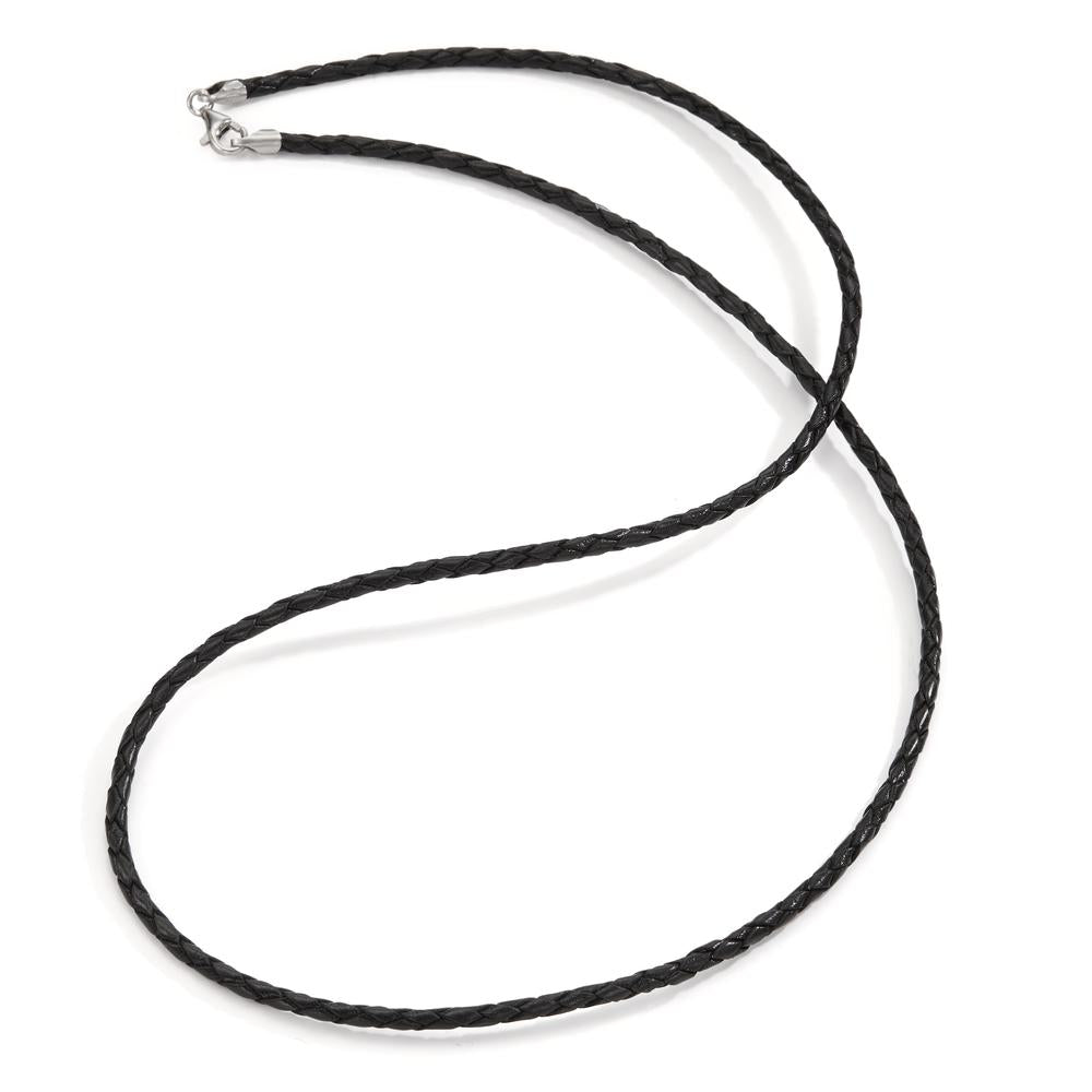 Naszyjnik skóra, srebro rodowany 50 cm Ø2.7 mm