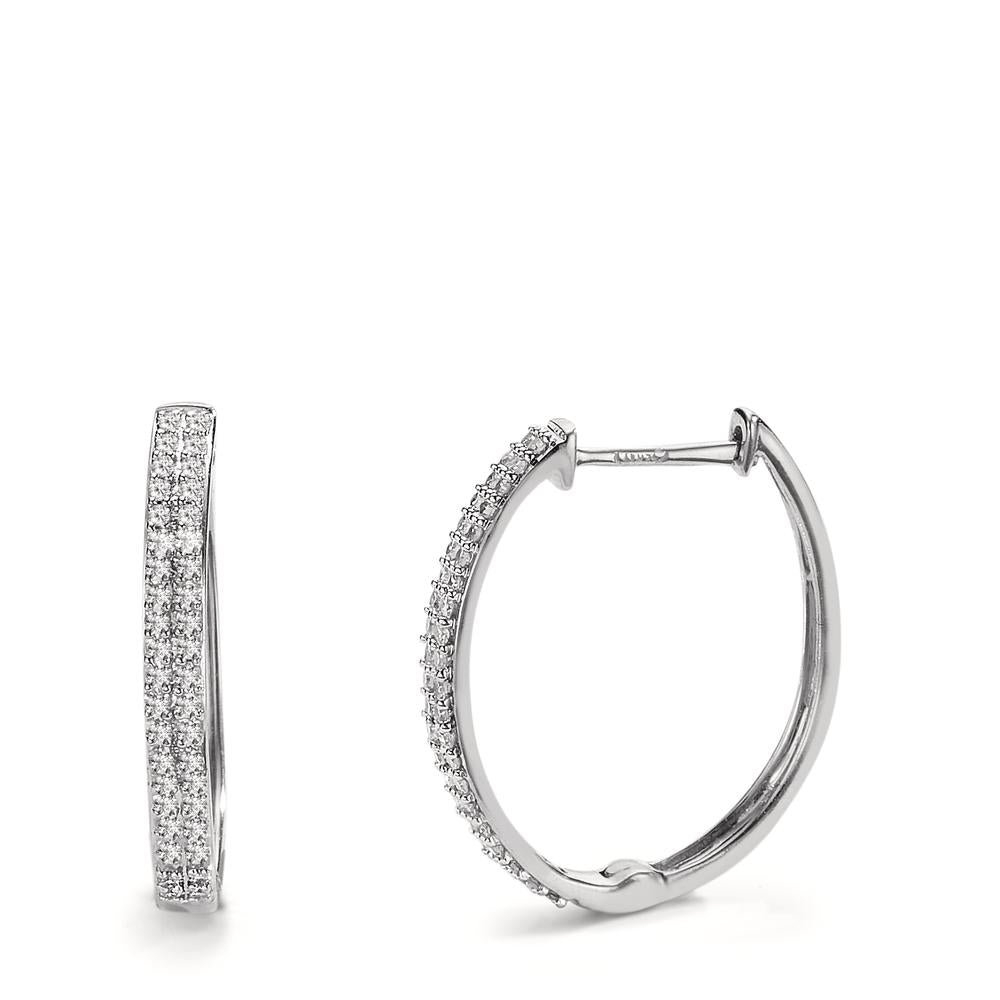 kolczyki koła zatrzaskowe złoto białe 750/18 K Diament 0.25 ct, 84 kamienie, w-si