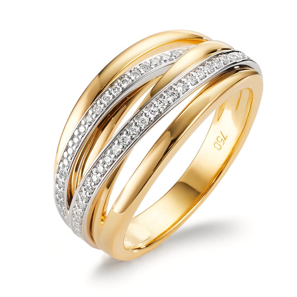 pierścionek złoto żółte 750/18 K, złoto białe 750/18 K Diament 0.16 ct, w-si