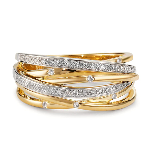 pierścionek złoto żółte 750/18 K, złoto białe 750/18 K Diament 0.16 ct, w-si