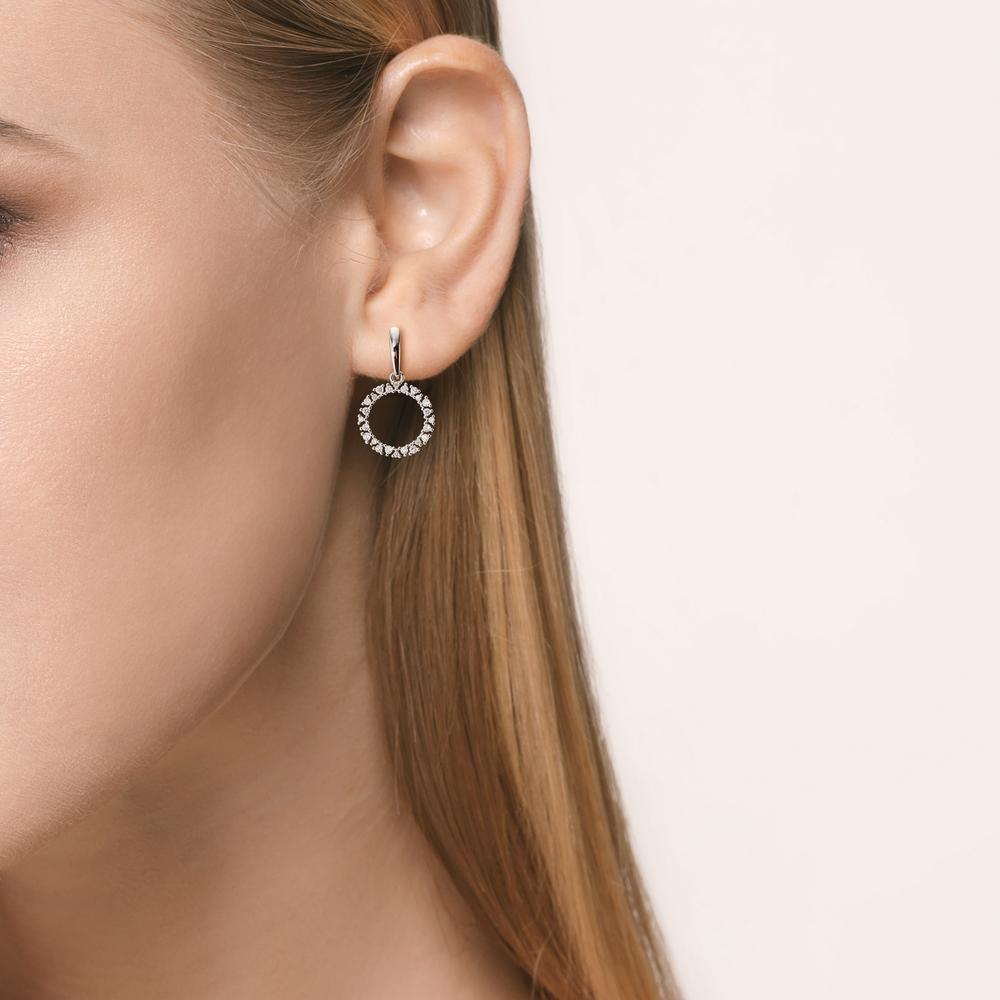 kolczyki wiszące złoto białe 750/18 K Diament 0.33 ct, w-si Ø12.5 mm