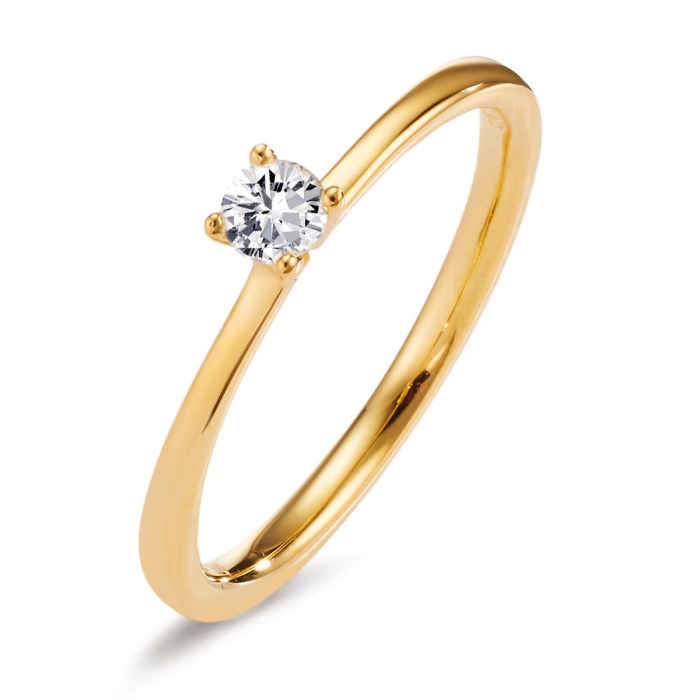 pierścionek zaręczynowy złoto żółte 750/18 K Diament 0.15 ct, w-si