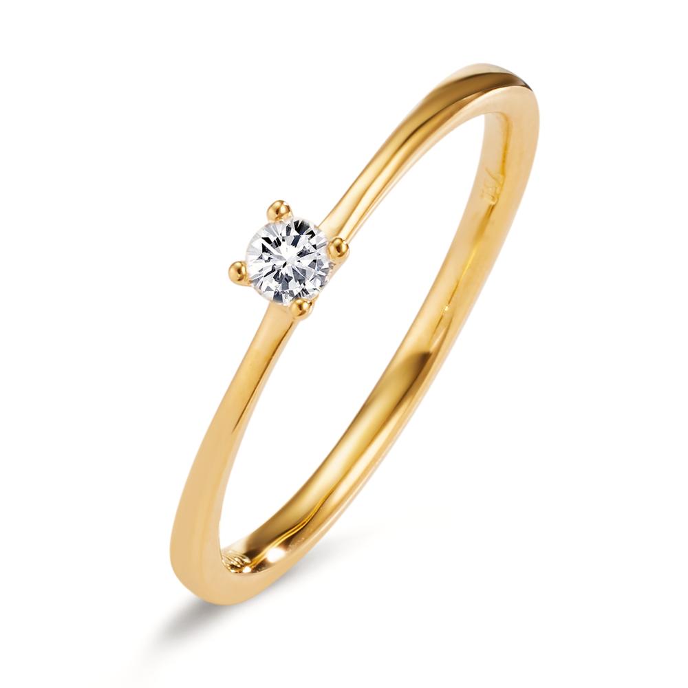 pierścionek zaręczynowy złoto żółte 750/18 K Diament 0.10 ct, w-si