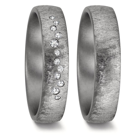 obrączka partnerska tantal 999 Diament 0.104 ct, 12 kamienie, w-si