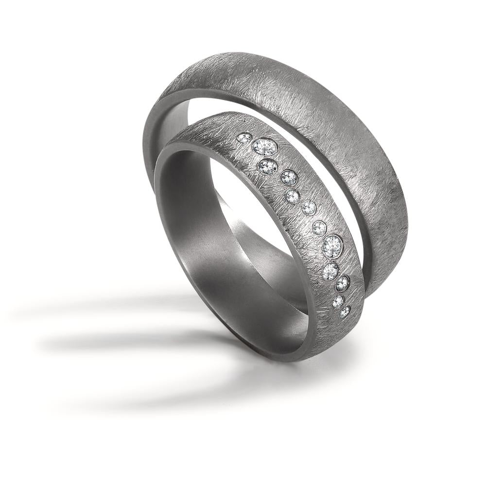 obrączka partnerska tantal 999 Diament 0.104 ct, 12 kamienie, w-si