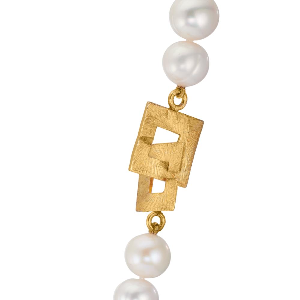 Naszyjnik srebro żółty pozłacany Perła hodowana w wodzie słodkiej 11-11.5 mm 50 cm