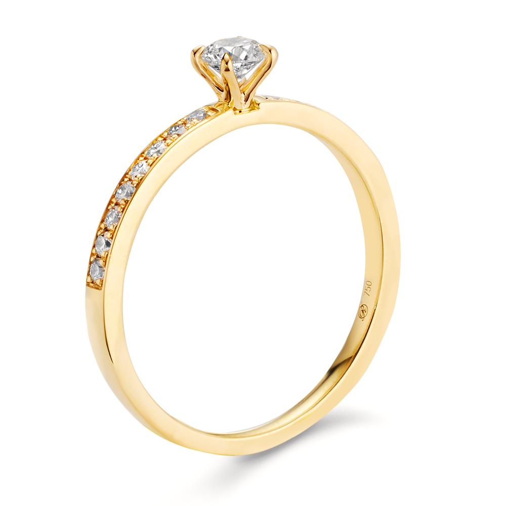 pierścionek zaręczynowy złoto żółte 750/18 K Diament 0.34 ct, 17 kamienie, w-si
