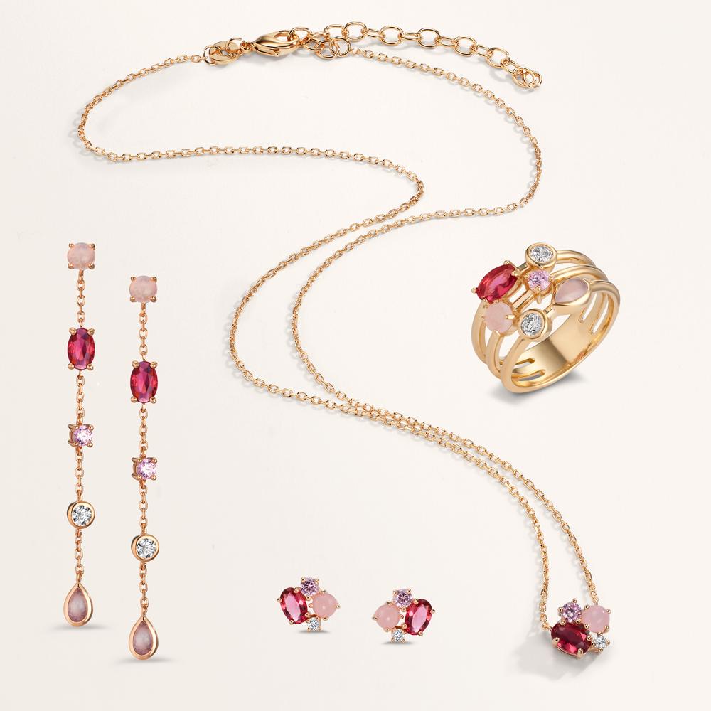 Naszyjnik brąz Cyrkonia 4 kamienie pozłacany 40-45 cm