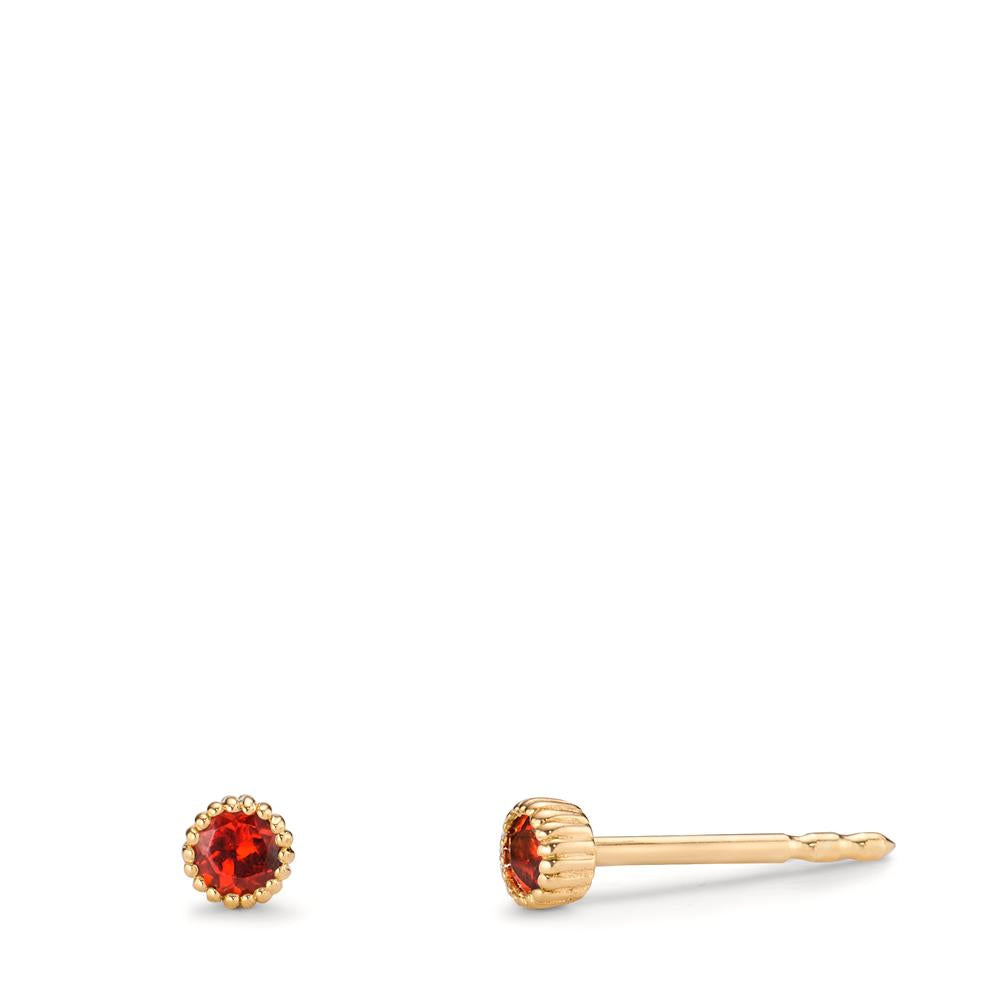 kolczyki wkrętki złoto żółte 585/14 K Granat 0.16 ct, 2 kamienie Ø3 mm
