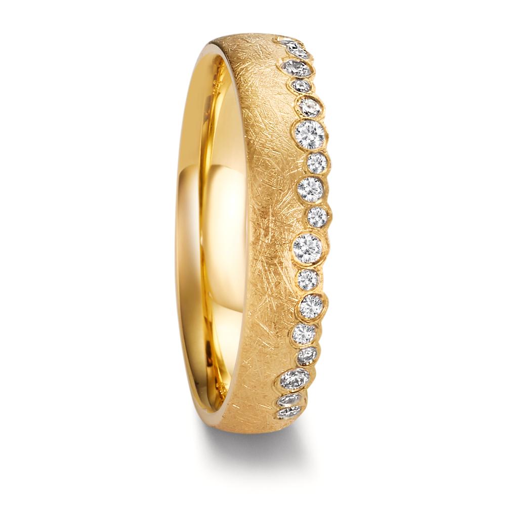 obrączka partnerska złoto żółte 750/18 K Diament 0.16 ct, 19 kamienie, w-si