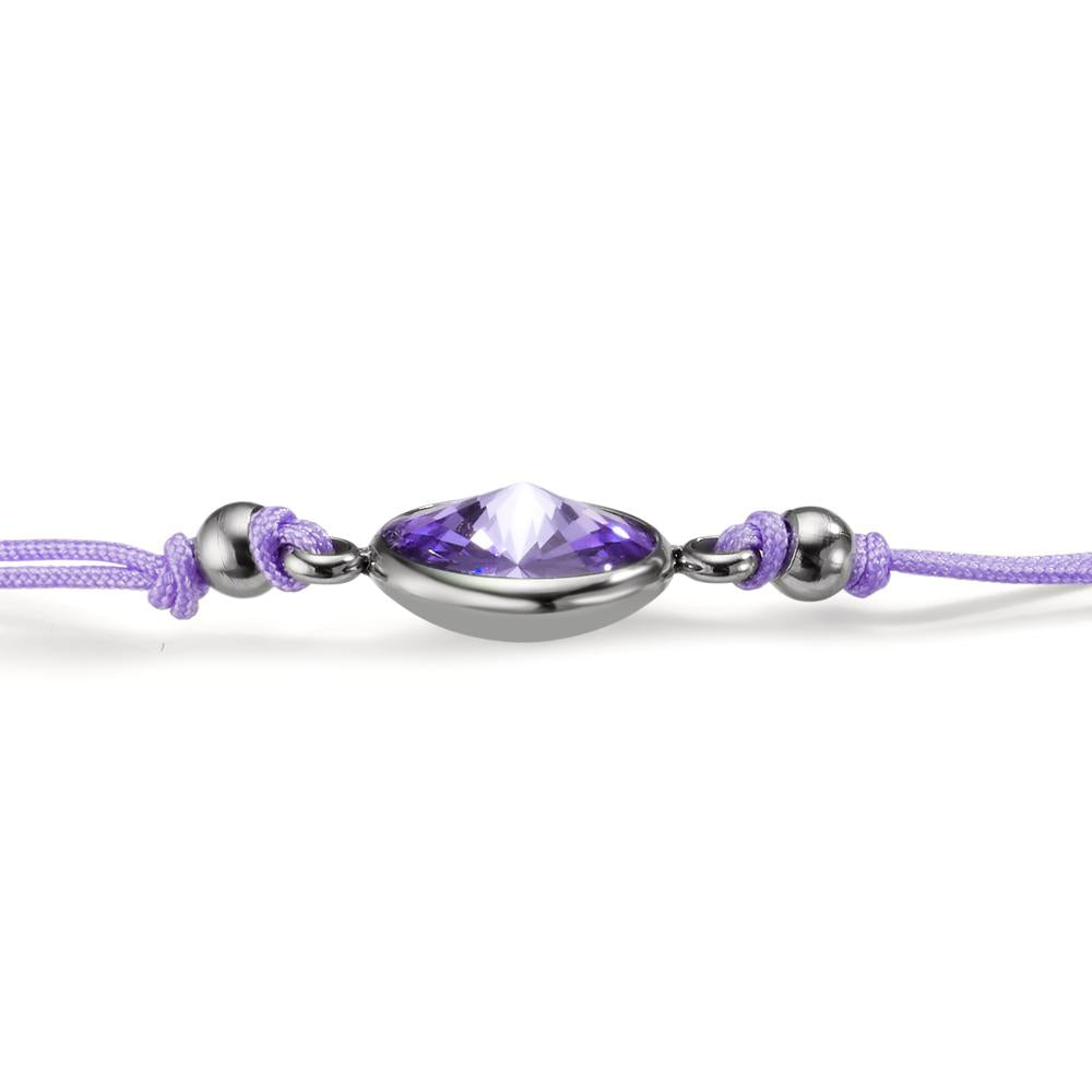 bransoletka stal nierdzewna, materiał Cyrkonia fioletowy 14-21 cm