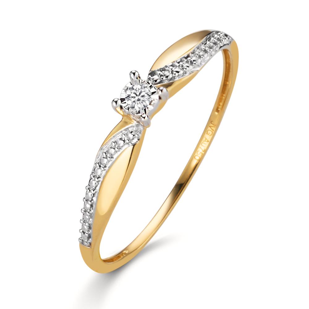 pierścionek zaręczynowy złoto żółte 750/18 K Diament 0.02 ct, w-si