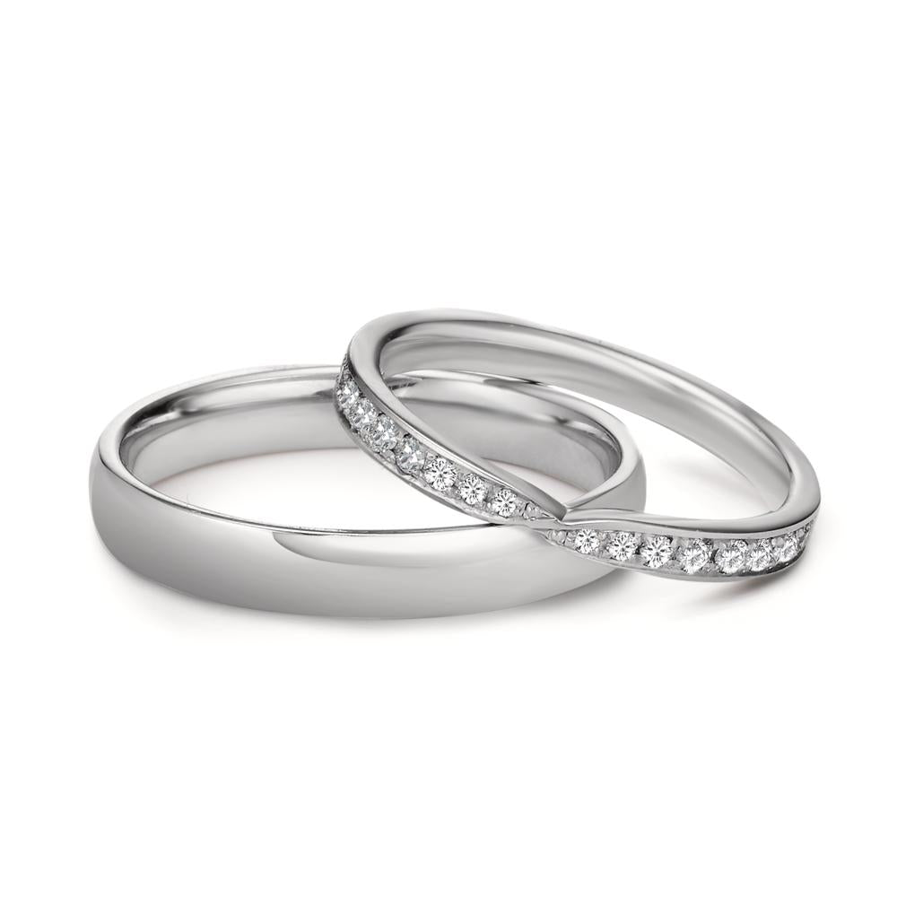 obrączka partnerska złoto białe 750/18 K Diament 0.226 ct, 18 kamienie, tw-vsi