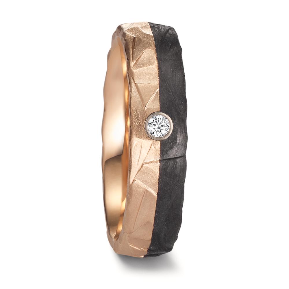 obrączka partnerska złoto różowe 585/14 K, węgiel Diament 0.03 ct, w-si