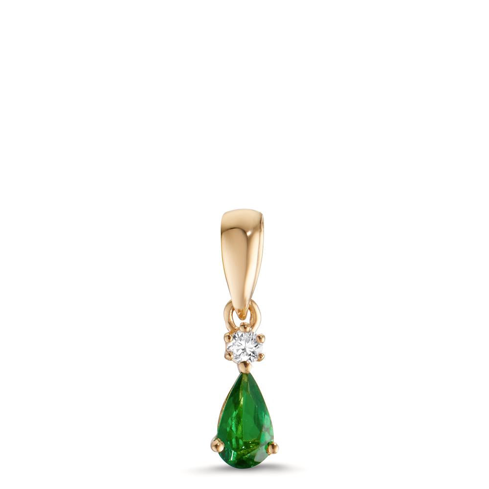 wisiorek złoto żółte 750/18 K Granat zielony, Diament 0.025 ct, w-si