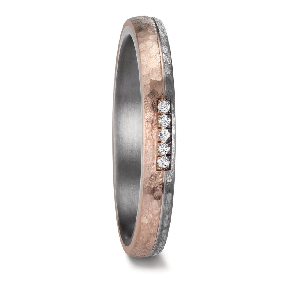 obrączka partnerska tantal 999, złoto różowe 585/14 K Diament 0.035 ct, w-si