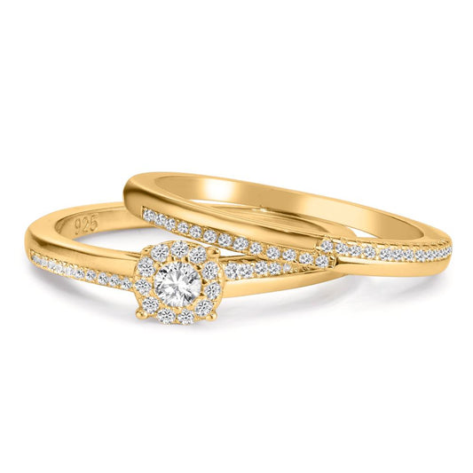 pierścionek srebro Cyrkonia pozłacany