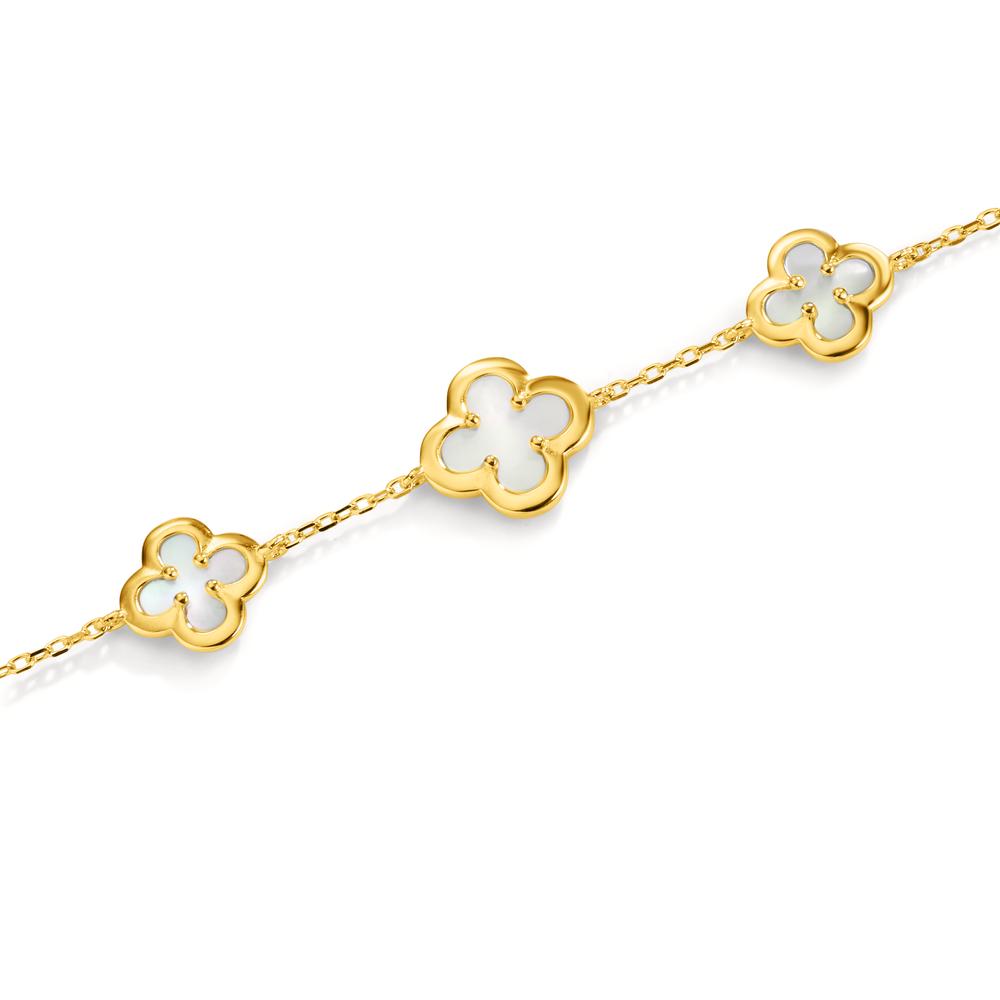 Armband Silber Zirkonia gelb vergoldet Perlmutt Blume verstellbar