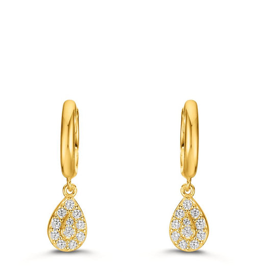 kolczyki koła zatrzaskowe srebro Cyrkonia żółty pozłacany