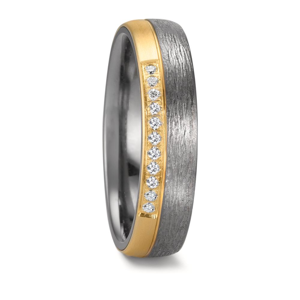 obrączka partnerska tantal 999, złoto żółte 585/14 K Diament 0.11 ct, 11 kamienie, w-si