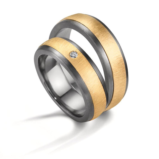 obrączka partnerska tantal 999, złoto żółte 585/14 K