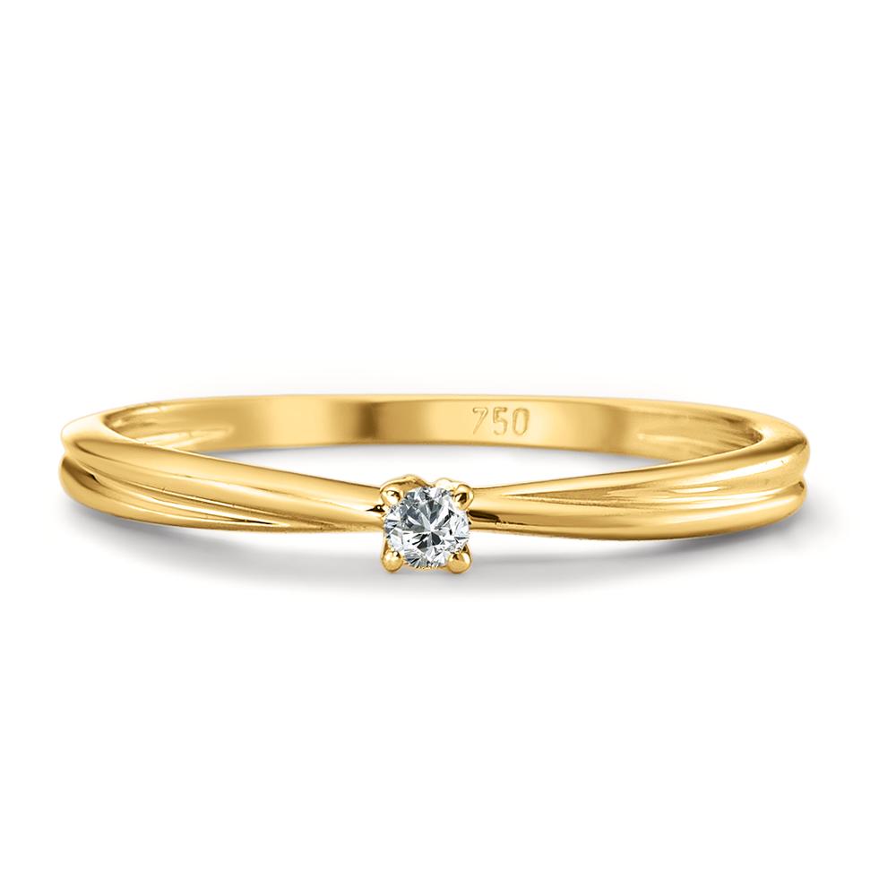 pierścionek zaręczynowy złoto żółte 750/18 K Diament 0.03 ct, w-si