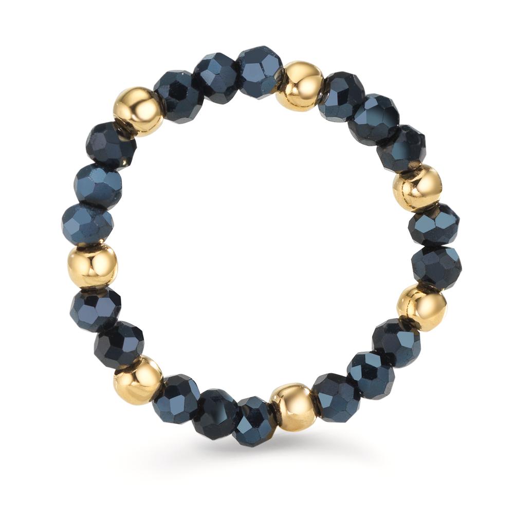 pierścionek stal nierdzewna Kryształ niebieski, 3 mm żółty Powłoka IP