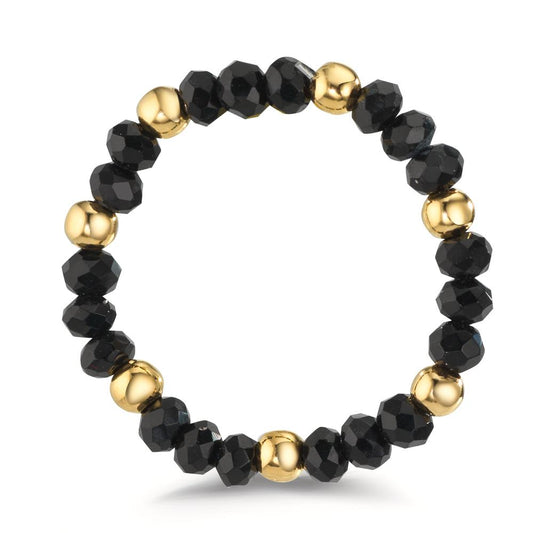 pierścionek stal nierdzewna Kryształ czarny, 3 mm żółty Powłoka IP