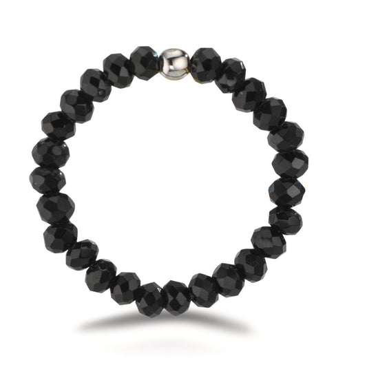 pierścionek stal nierdzewna Kryształ czarny, 3 mm