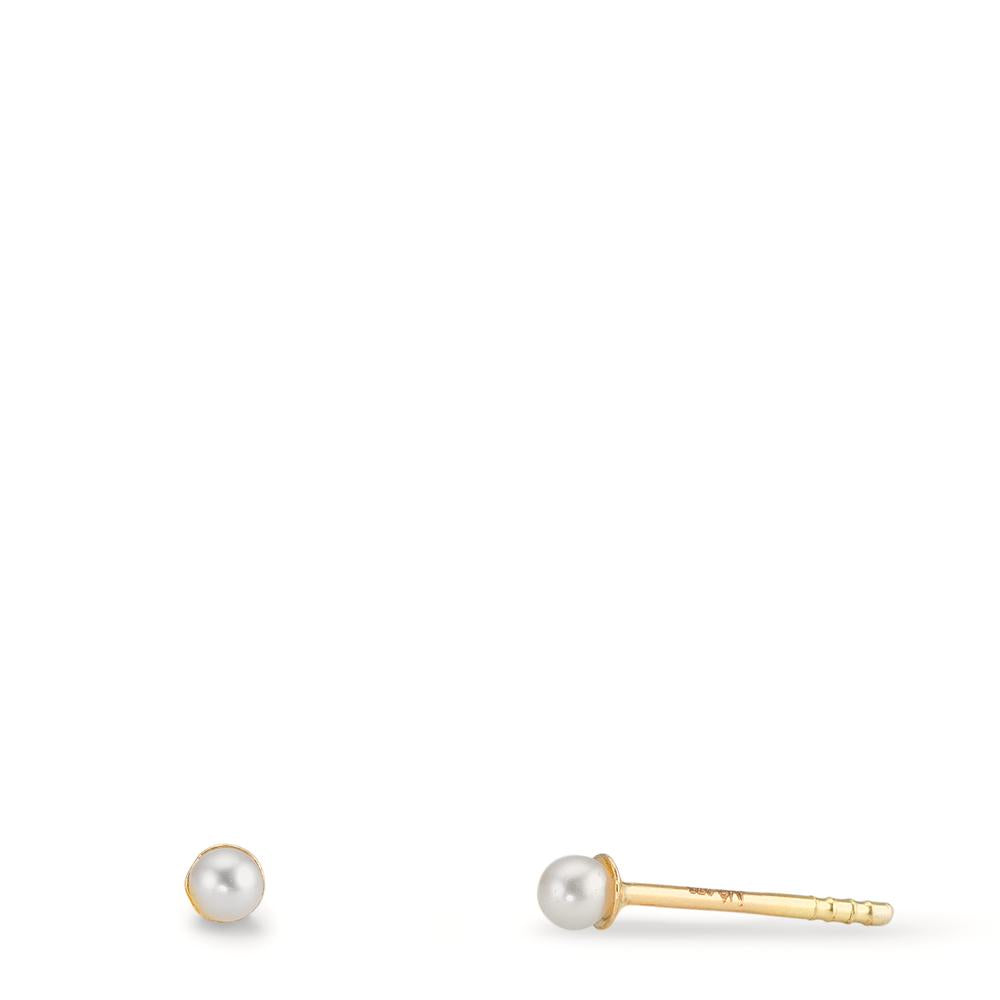 kolczyki wkrętki złoto żółte 375/9 K błyszczące perły, 2 Perły 2-2.5 mm