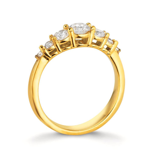 pierścionek stal nierdzewna Cyrkonia biały, 7 kamienie żółty Powłoka IP