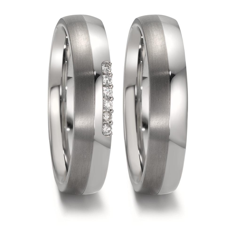 obrączka partnerska stal nierdzewna, tytan Diament 0.09 ct, 5 kamienie, w-si