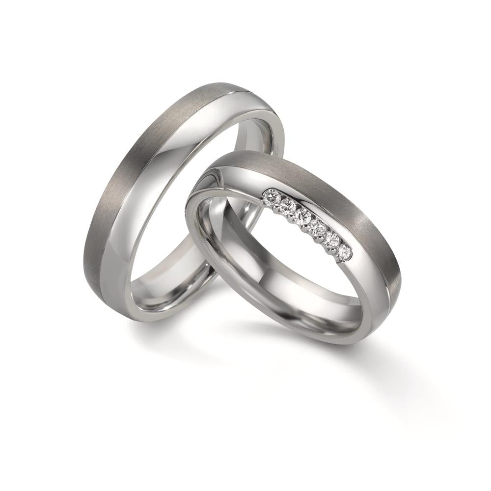 obrączka partnerska stal nierdzewna, tytan Diament 0.09 ct, 5 kamienie, w-si